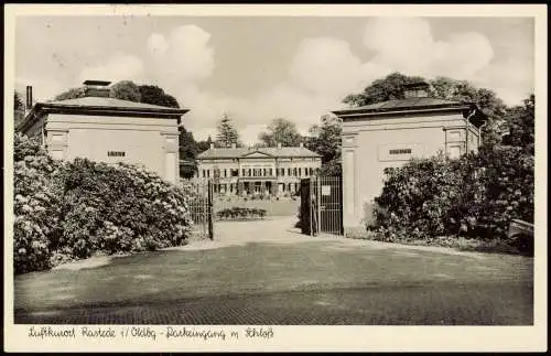 Ansichtskarte Rastede Parkeingang m. Schloß 1956