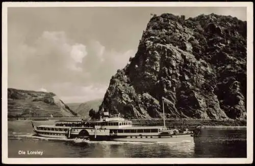 Ansichtskarte Sankt Goar Rheintal an der Loreley, Rheindampfer 1953