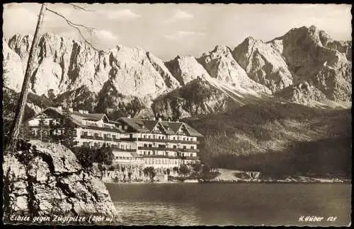 Ansichtskarte Garmisch-Partenkirchen Eibsee gegen die Zugspitze 1956
