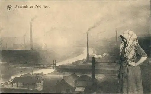 Postkaart Charleroi Charleroi Fabrik Industrie Frau Pays Noir. 1913