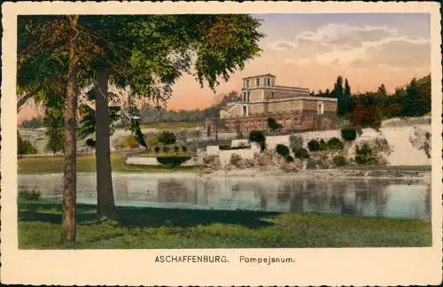 Ansichtskarte Aschaffenburg Pompejanum - colorierte Ak 1917