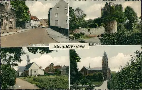 Ansichtskarte Altendorf Ruhr Kirche, Hauptstraße 1958 Landpoststempel Hattingen