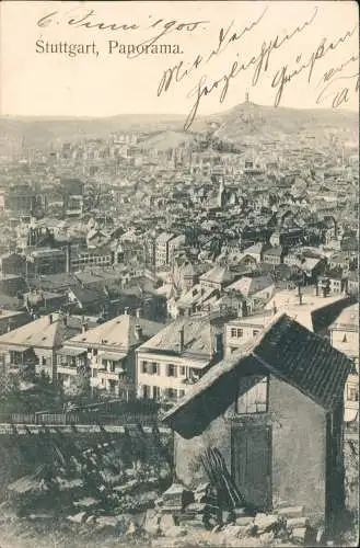 Ansichtskarte Stuttgart Panorama mit Hütte 1911