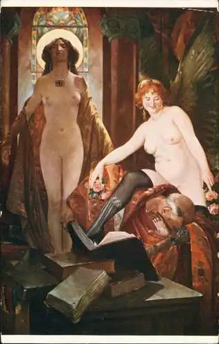 Erotik (Nackt - Nude) LUPIAC. Tentation. Frauen Künstlerkarte 1912