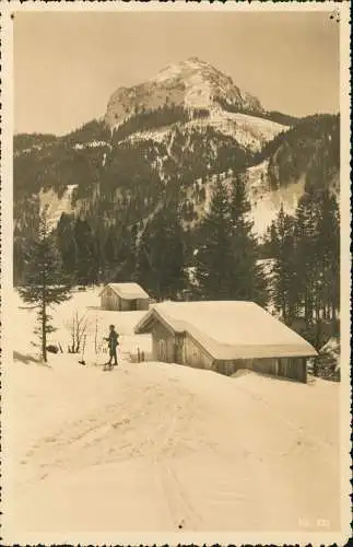 Pfronten (Allgäu) Der Einstein 1867 m bei Pfronten, Skifahrer 1930