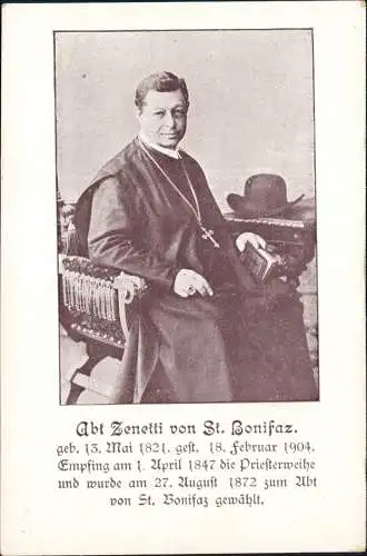 Portrait Geistliche - Kirche Religion Abt Zenetti von St. Bonifaz. 1904