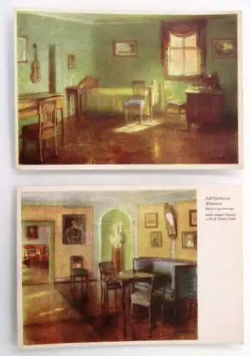 Ansichtskarte Weimar 2 Karten Schillerhaus Wonzimmer und Arbeitszimmer 1975