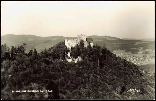 Ansichtskarte Graz Umland-Ansicht mit der Burg-Ruine Gösting 1958