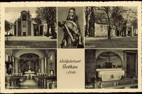 Bethen Mehrbild-AK Wallfahrtskirche Gnadenbild Kapelle Inneres der Kirche 1958