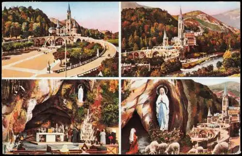 Lourdes Lorda Mehrbildkarte mit Ansichten des Wallfahrtsortes 1964