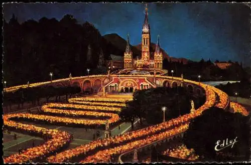 Lourdes Lorda Kirche La Basilique illuminée et la Procession 1966