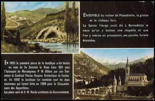 CPA Lourdes Lorda 2-Bild-Karte, Basilika und Umland-Ansicht 1960