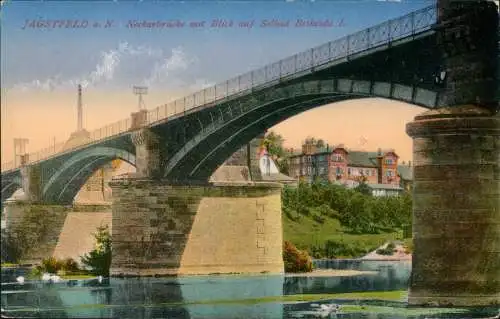 Jagstfeld-Bad Friedrichshall Neckarbrücke mit Blick auf Solbad Bethesda I. 1917