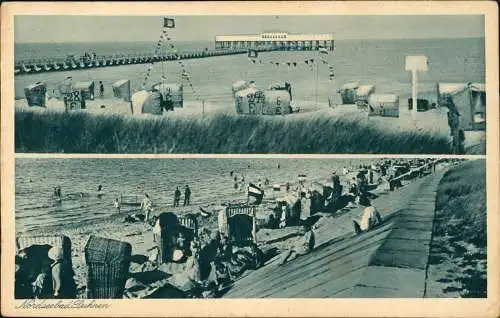 Ansichtskarte Duhnen-Cuxhaven 2 Bild Seebrücke, Strand 1928