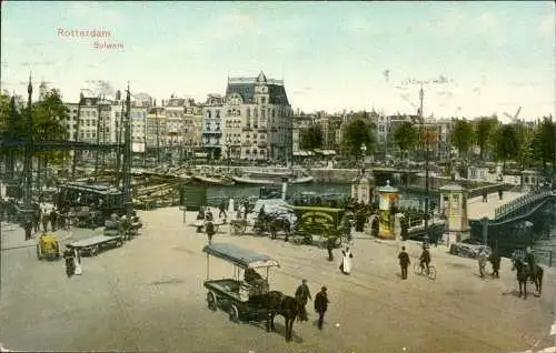 Postkaart Rotterdam Rotterdam Bolwerk, Straßenbahn u. Kutschen 1914