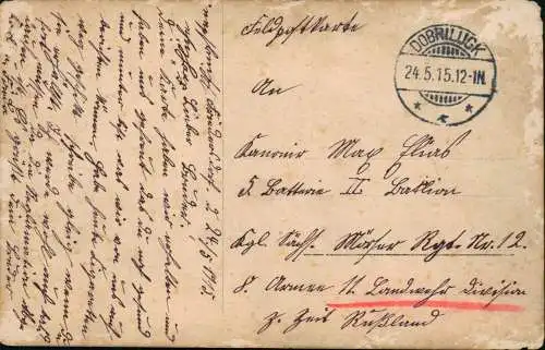 Ansichtskarte  Frau u. Kind Atelierfoto 1915  gel. Feldpost Dobrilugk Doberlug