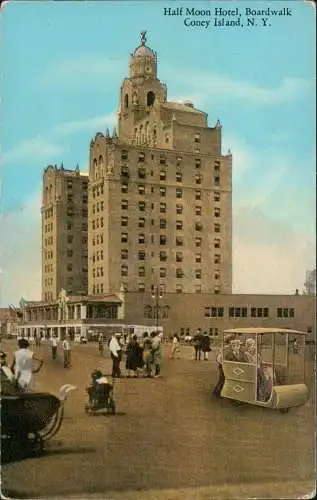Postcard Brooklyn Half Moon Hotel Coney Island 1929