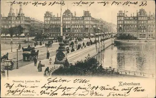 Postcard Kopenhagen København Dronning Louises Bro 1901