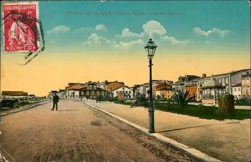 Postcard Póvoa de Varzim Passeio Alegre Rua dos Bahnhos 1912