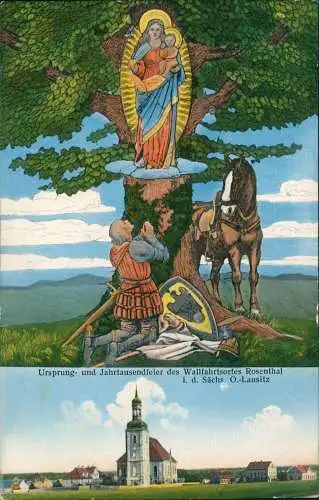 Ralbitz-Rosenthal Ralbicy-Róžant 2 Bild: Stadt, Baum Maria u. Jesus 1917