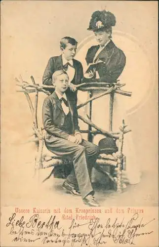 Ansichtskarte  Adel Monarchie Kaiserin und Prinz Eitel Friedrich 1902