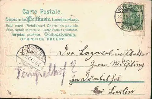 Glückwunsch Geburtstag Birthday Rocaille Kleeblätter 1903 Prägekarte