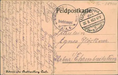 CPA Vouziers  Soldatenkolonne auf der Straße WK1 1916  gel. Feldpoststempel
