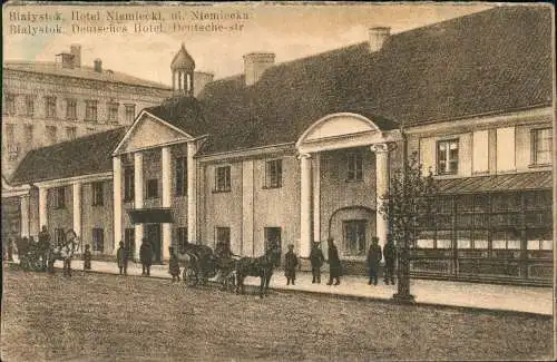 Bialystok Białystok Deutsches Hotel 1915  gel. Feldpoststempel Bahnhof B.