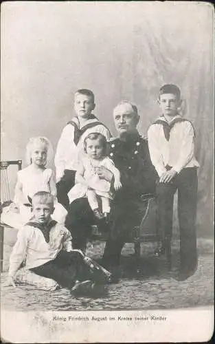 Sachsen Adel Monarchie König Friedrich August im Kreise seiner Kinder 1904