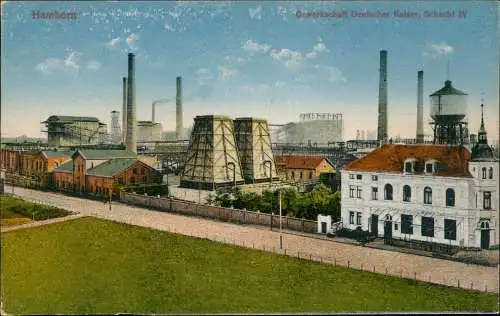 Ansichtskarte Hamborn-Duisburg Gewerkschaft Deutscher Kaiser, Schacht IV 1914