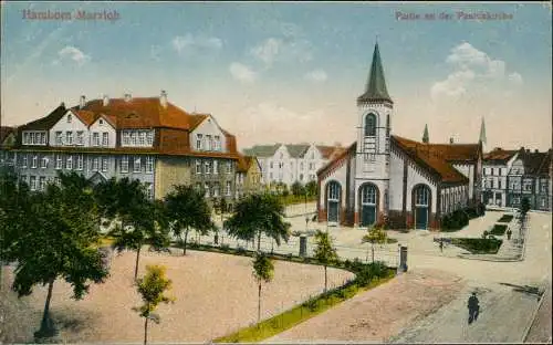 Ansichtskarte Hamborn-Duisburg Straßenpartie Pauluskirche - Marxloh 1914