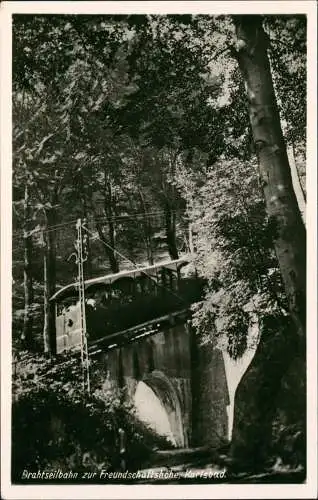 Postcard Karlsbad Karlovy Vary Drahtseilbahn zur Freundschaftshöhe 1935