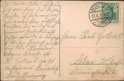 Postcard Bad Reinerz Duszniki-Zdrój Stadtpartie 1911