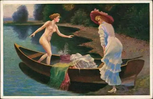 Erotik Nude Weil wir unbelauscht sind A. Wagner - Frau Boot 1912