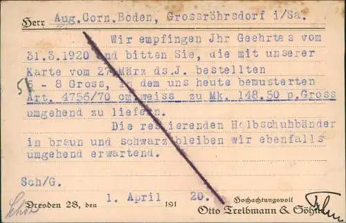 Ansichtskarte Dresden Drucksache Schuhfabrik Otto Treibmann Fabrikansicht 1920