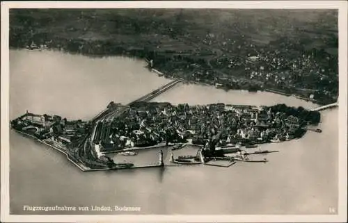 Ansichtskarte Lindau (Bodensee) Luftbild aus großer Höhe 1930