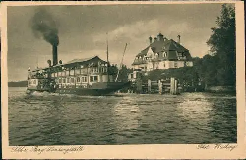 Ansichtskarte Berg (Starnbergersee) Schloss Berg Schiffe Dampfer Steamer 1928