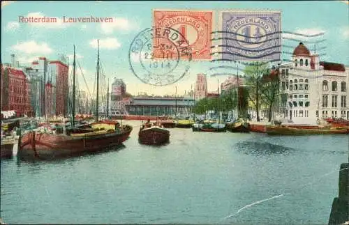 Postkaart Rotterdam Rotterdam Leuvenhaven 1913