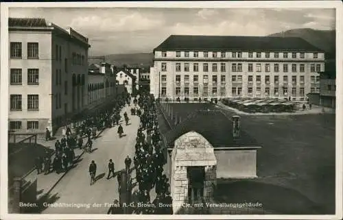 Ansichtskarte Baden AG Geschäftseingang der Firma A.-G. Brown 1931
