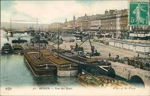 CPA Rouen Vue des Quais - Dampfer 1912