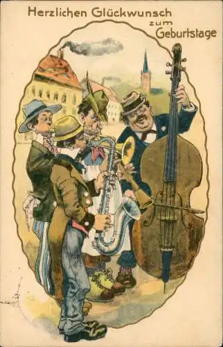 Ansichtskarte  Glückwunsch Geburtstag Birthday Musikkapelle 1933