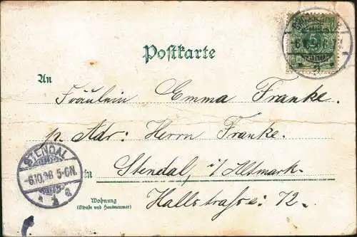 Litho AK Großenhain Poststrasse, Bahnhofstrasse Gruss aus... 1898