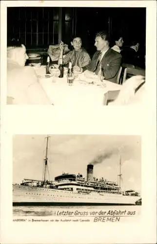 Ansichtskarte  Schiffe Dampfer Steamer Anberra Abfahrt Bremerhaven 2 Bild 1954