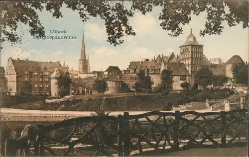 Ansichtskarte Lübeck Burgtorpanorama 1916   gel. Feldpost