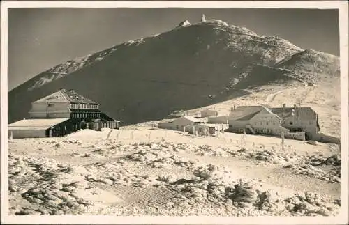 Krummhübel Karpacz Schneekoppe Sněžka Śnieżka im Winter - Fotokarte 1944