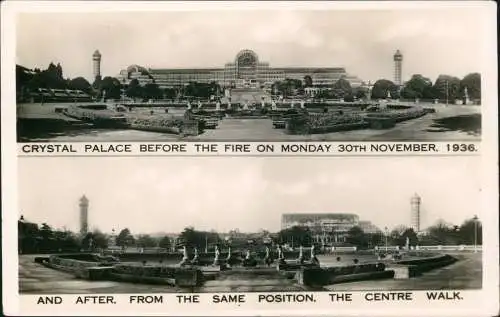 Crystal Palace-London 2 Bild Crystal Palace before and after the Fire 1936