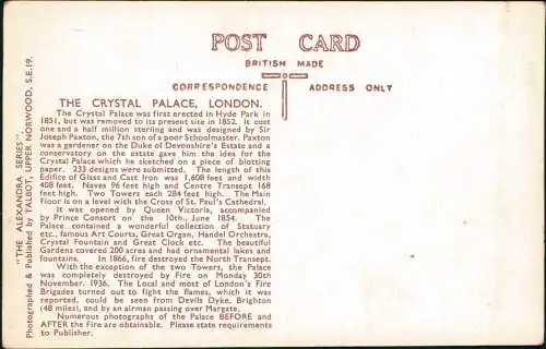 Crystal Palace-London 2 Bild Crystal Palace before and after the Fire 1936