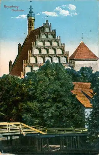 Postcard Bromberg Bydgoszcz Pfarrkirche 1918  gel. Feldpoststempel Lazarett
