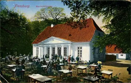 Ansichtskarte Flensburg Marienhölzung. 1917  gel. Feldpost Vignette