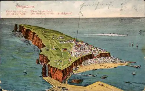 Ansichtskarte Helgoland (Insel) Luftbild Künstlerkarte 1913